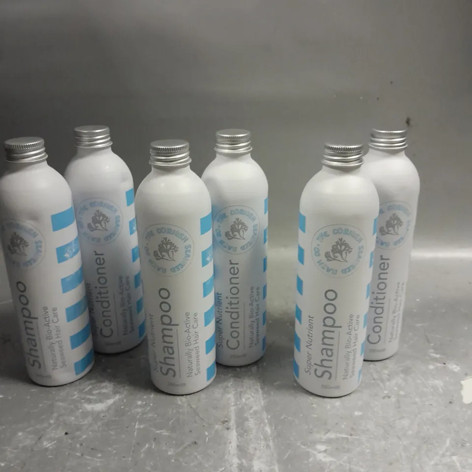 LOT OF 6 THE CORNISH SEAWEED BATH CO SHAMPOO AND CONDITIONERS 280ML