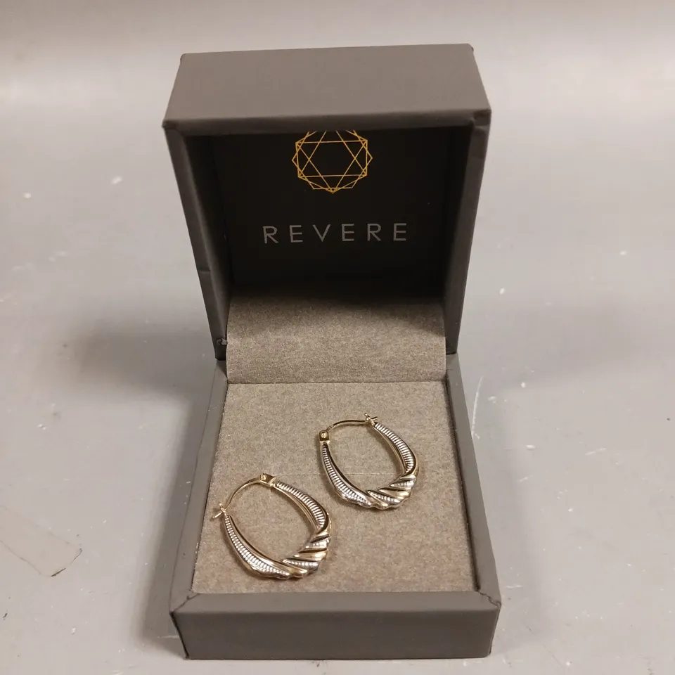 REVERE TWO TONE TWIST CREOLE HOOP EARRINGS