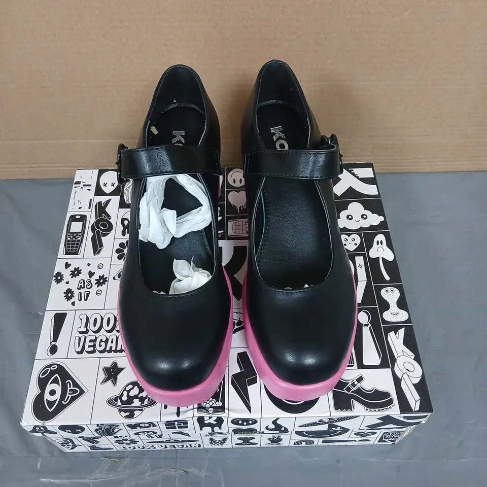 BRAND NEW KOI FOOTWEAR BLACK & PINK PLATFORM MARY JANE SHOES – UK 4