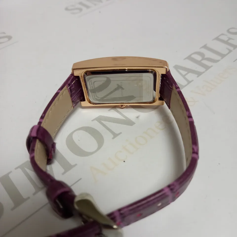 LADIES STOCKWELL WATCH – TEXTURED DIAL WITH SUB DIAL MINUTE HAND – PURPLE/PINK LEATHER STRAP