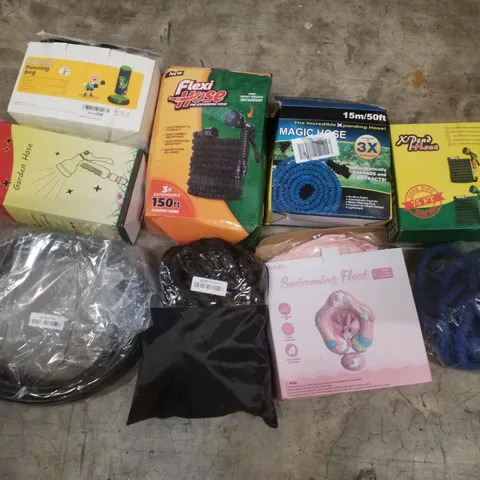 PALLET CONTAINING ASSORTED GARDEN HOSES & INFLATABLES
