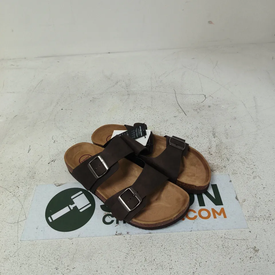 JACK & JONES BROWN LEATHER SANDALS – MEN'S, UK 8