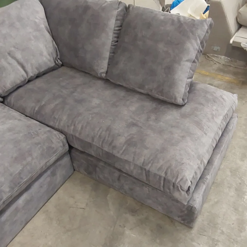 QUALITY DESIGNER GREY VELVET CORNER SOFA