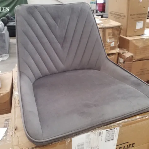 BOXED SET OF 2 GREY VELVET DINING CHAIRS