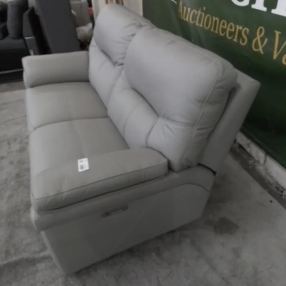 DESIGNER G PLAN MADE SEATTLE CAMBRIDGE GREY LEATHER ELECTRIC RECLINING TWO AND A HALF SEATER SOFA