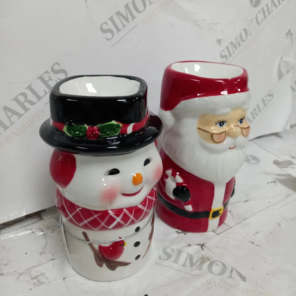 MR CHRISTMAS SET OF 2 CERAMIC CHARACTER CANDLES