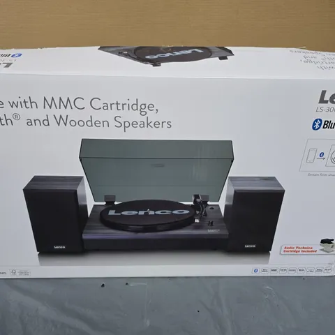 LENCO LS-300BK (V2) TURNTABLE WITH BLUETOOTH AND WOODEN SPEAKERS