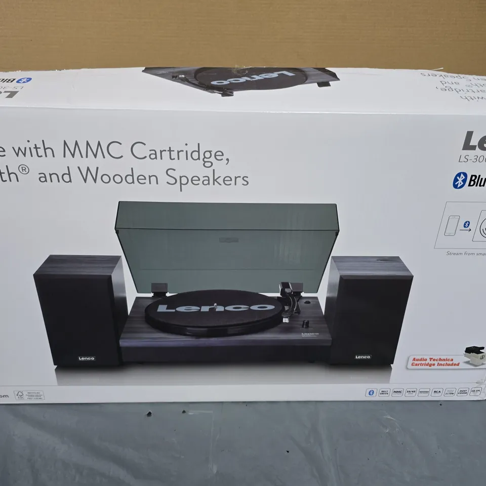 LENCO LS-300BK (V2) TURNTABLE WITH BLUETOOTH AND WOODEN SPEAKERS