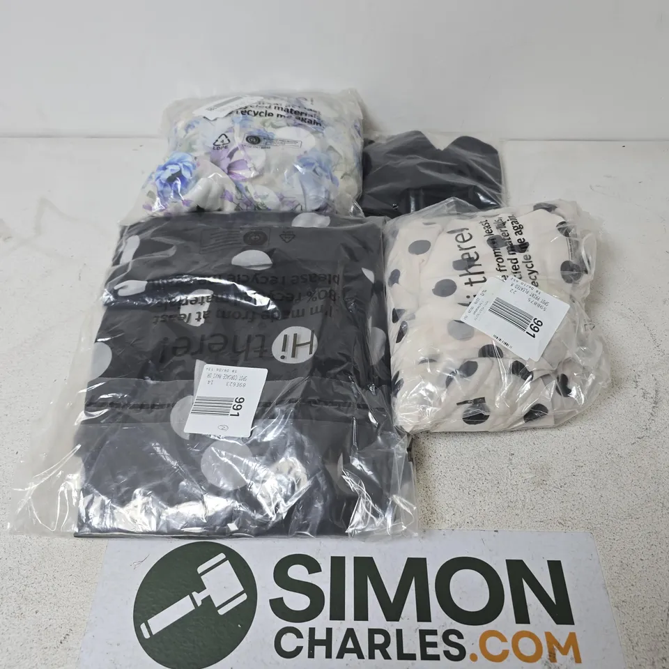 APPROXIMATELY 23 ASSORTED CLOTHING ITEMS IN VARIOUS SIZES, STYLES & SIZES TO INCLUDE DARK BLUE DRESSES , BLACK LINEN TROUSERS , WIDE LEG TROUSERS ETC - COLLECTION ONLY