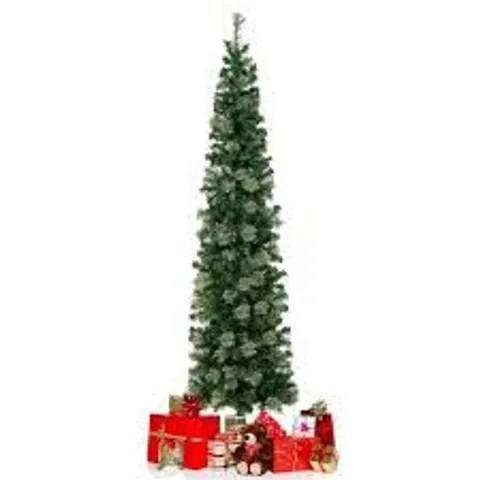 BOXED 7 FT PRE-LIT HALF-SHAPE CHRISTMAS TREE WITH 403 BRANCH TIPS AND 150 LED LIGHTS