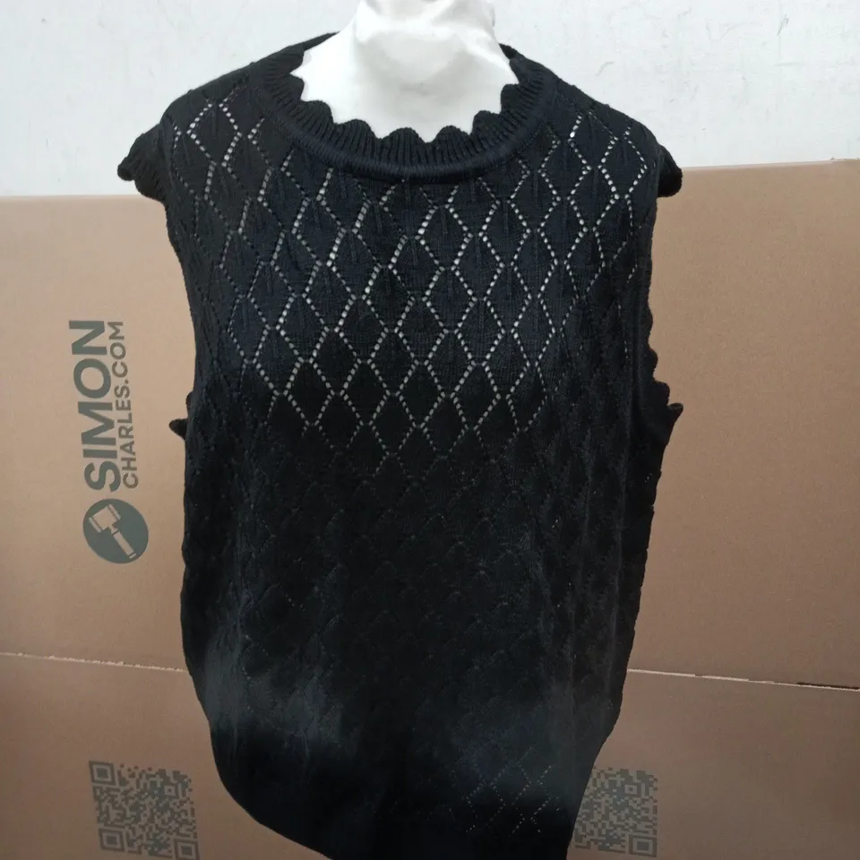 BONPRIX BLACK DIAMOND KNIT SLEEVELESS VEST – UK SIZE L (EU 44/46)