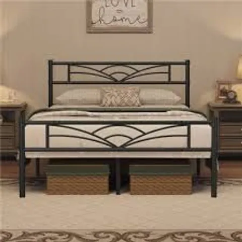 BOXED ROSALIND WHEELER BED FRAME -GREY METAL- 140×200CM 