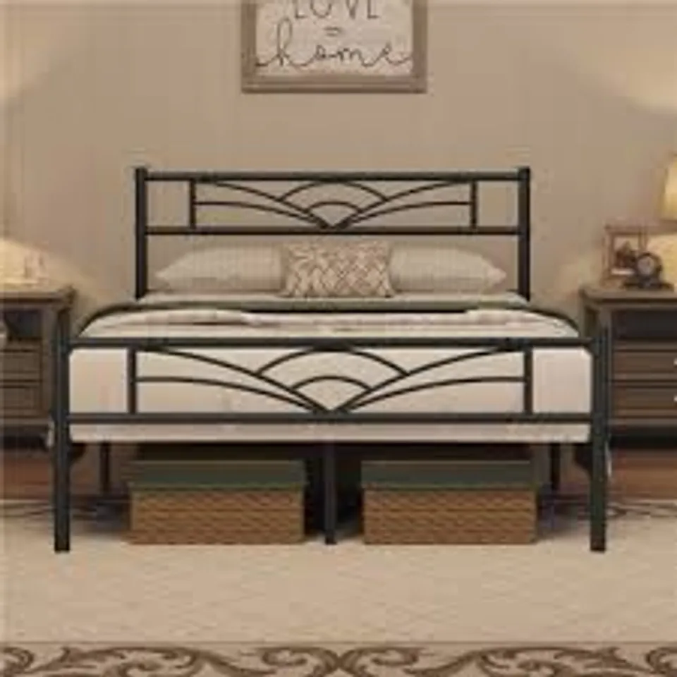 BOXED ROSALIND WHEELER BED FRAME -GREY METAL- 140×200CM 