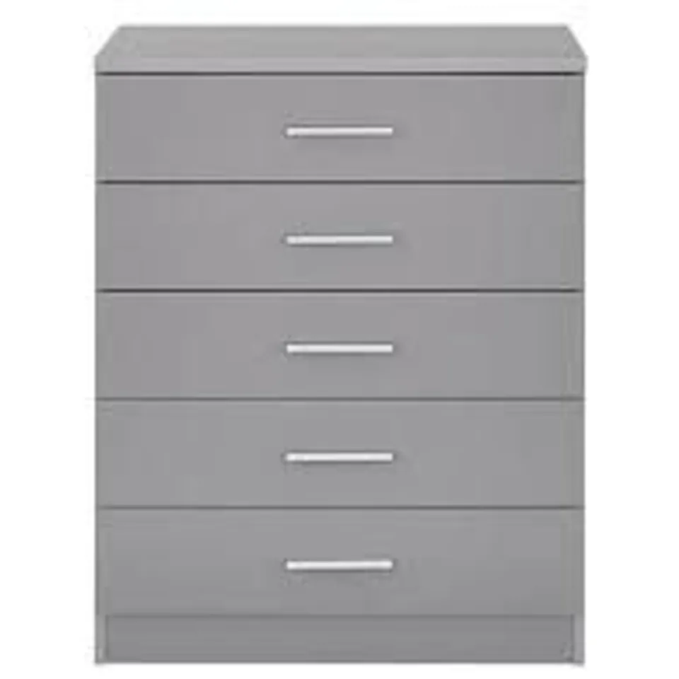 BOXED PANAMA 5 DRAWER CHEST - GREY (1 BOX) RRP £139