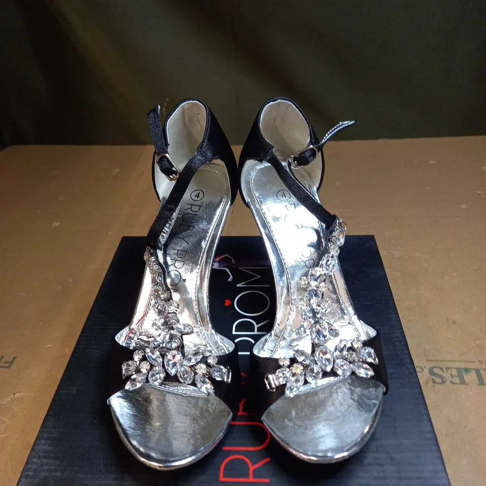RUBY PROM DIAMANTE STRAPPY HIGH HEEL SHOE SIZE 4
