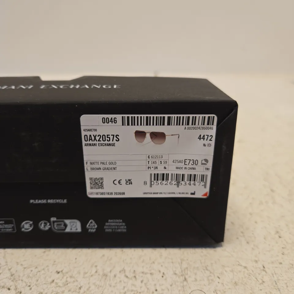 ARMANI EXCHANGE SUNGLASSES OAX2057S – MATTE PALE GOLD / BROWN GRADIENT