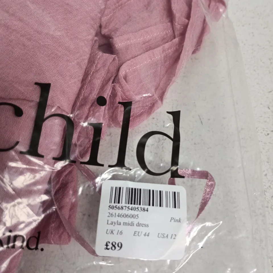 NOBODY'S CHILD LAYLA MIDI DRESS – PINK, UK 16 (EU 44 / US 12)