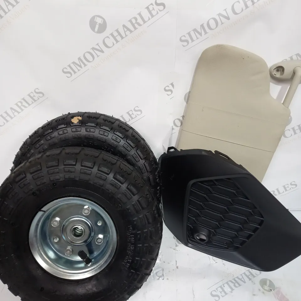 LOT OF ASSORTED ITEMS TO INCLUDE - WHEELS - WIND SCREEN WIPERS - COLLECTION ONLY 