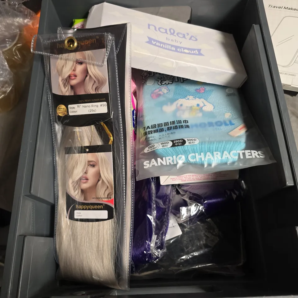 APPROXIMATELY 15 ASSORTED HEALTH AND BEAUTY PRODUCTS INCLUDING TRAVEL MAKE UP MIRROR , EYELID WIPES AND 6 IN 1 DERMA ROLLER SYSTEM 