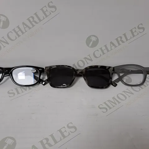 1 PAIR OF SUNGLASSES AND 2 PAIRS OF READING GLASSES GREY MIX