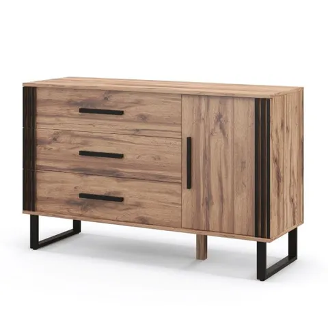 BOXED COSTWAY SIDEBOARD BUFFET CABINET WITH 3 DRAWERS AND 1 DOOR AND 1 ADJUSTABLE SHELF - RUSTIC