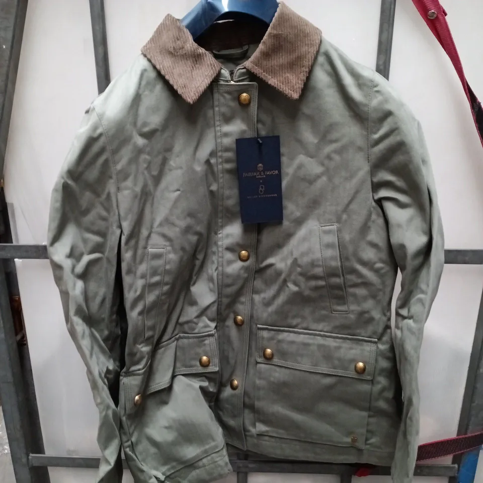 FAIRFAX & FAVOR THE OLIVIA WAX JACKET – PISTACHIO, UK 8