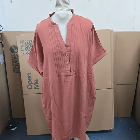 TOGETHER LINEN MIX PINTUCK DRESS BURNT ORANGE SIZE M