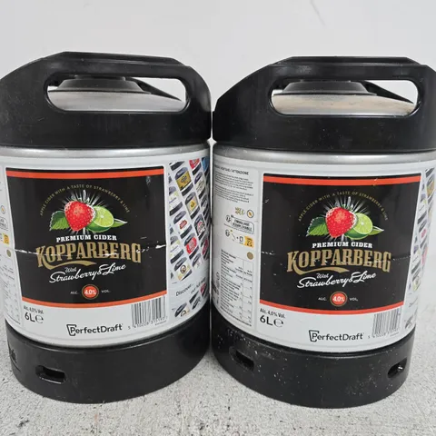 2 EMPTY PERFECTDRAFT KOPPARBERG STRAWBERRY AND LIME CIDER 6L KEGS