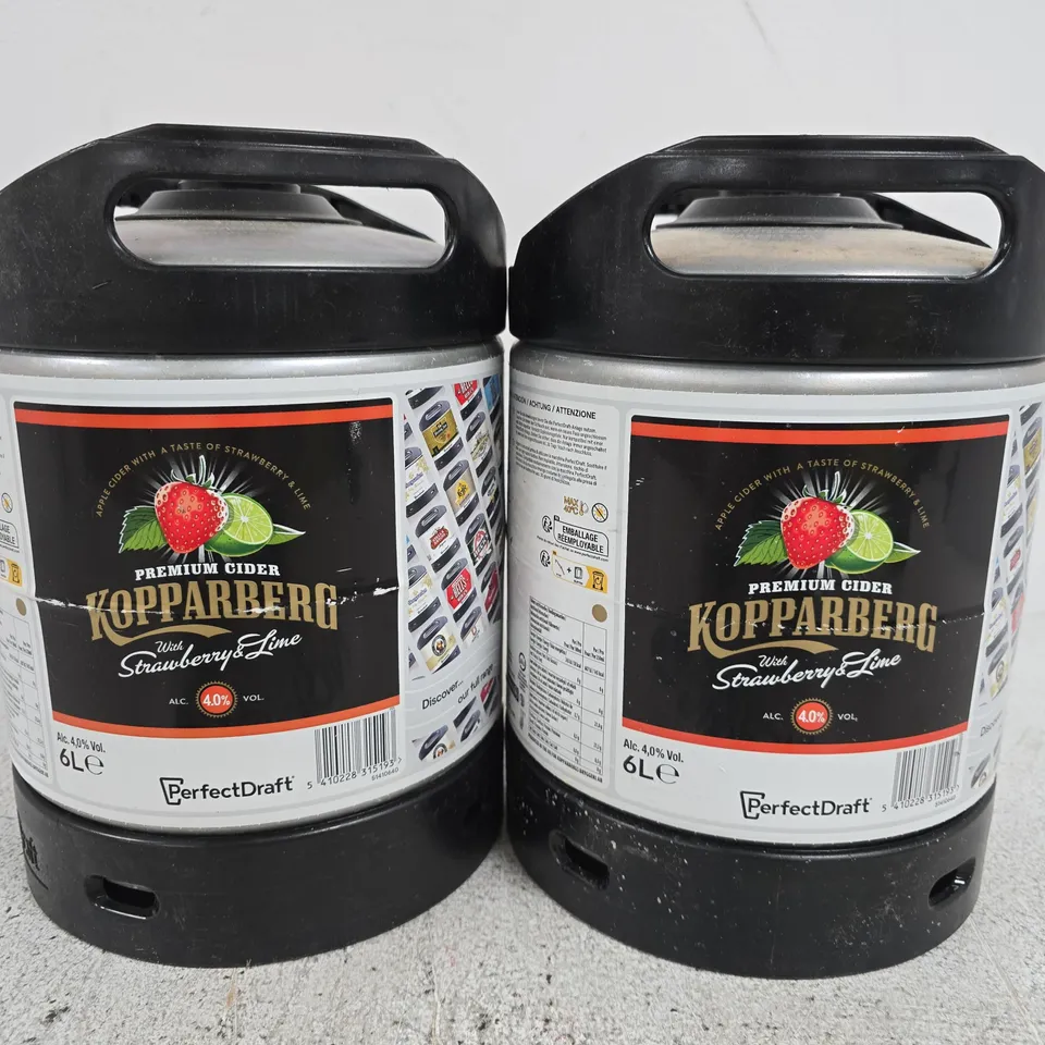 2 EMPTY PERFECTDRAFT KOPPARBERG STRAWBERRY AND LIME CIDER 6L KEGS