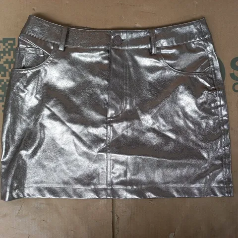 ZARA MINI SKIRT IN METALLIC PEWTER SIZE SMALL