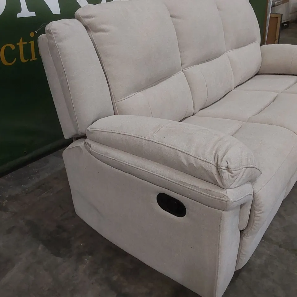 DESIGNER ALBION 3 SEATER FABRIC UPHOLSTERED MANUAL RECLINER SOFA