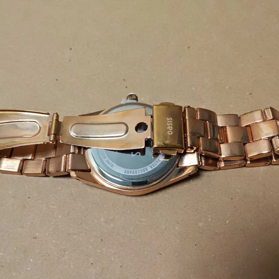 OASIS GOLD TONE LADIES WATCH WITH PINK DIAL AND STAINLESS STEEL BACK