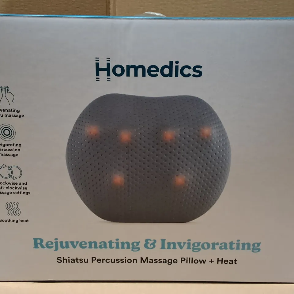 BOXED HOMEDICS REJUVINATING & INVIGORATING SHIATSU PERCUSSION MASSAGE PILLOW+HEAT SP-TAP100QVD-EU