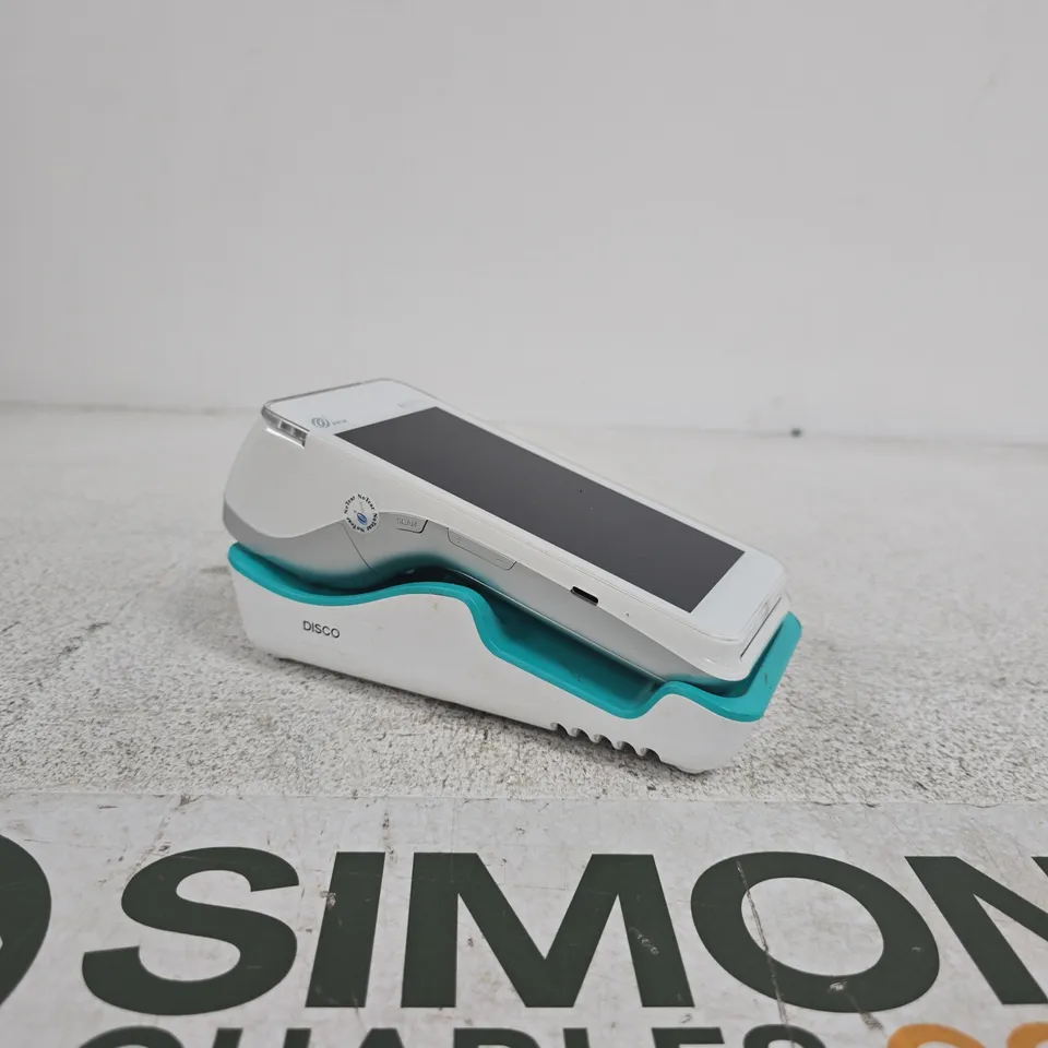 PAX A920PRO HANDHELD DEVICE WITH TURQUOISE CHARGING CRADLE