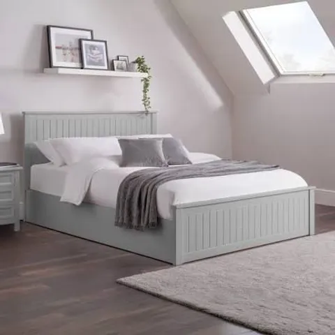 BOXED JULIAN BOWEN MAINE 135cm LIFT-UP OTTOMAN STORAGE BED - DOVE GREY (3 BOXES)