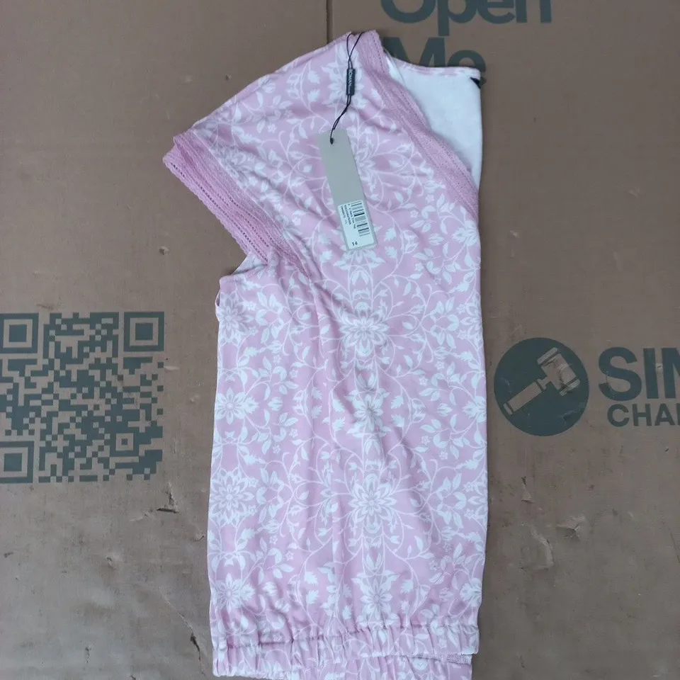 ROMAN PETITE V-NECK TRIM TOP IN PINK SIZE 14