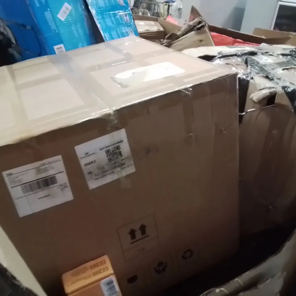 PALLET OF ASSORTED HOUSEHOLD GOODS AND PRODUCTS TO INCLUDE;POOL CUE, CAT LITTER BOX,UNIVERSAL BATTERY CHARGER