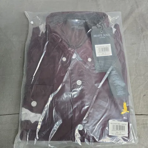 BAGGED BRAVE SOUL SHIRT IN BURGUNDY - MEDIUM