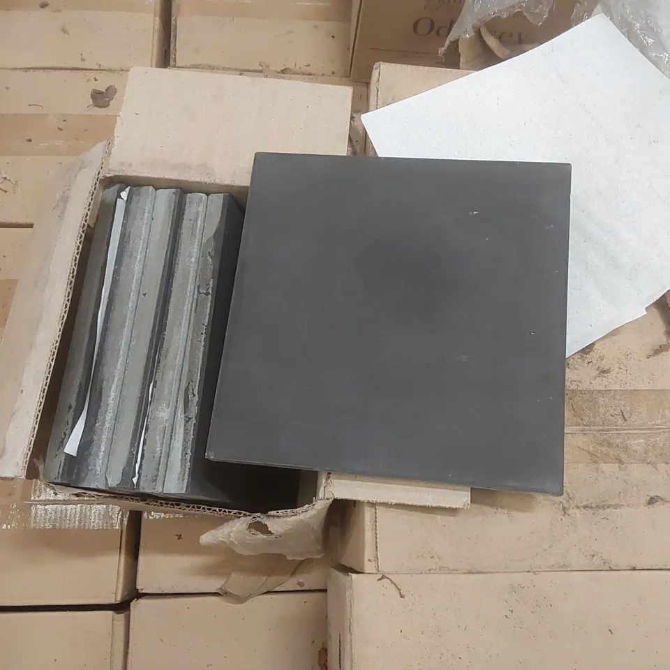 PALLET CONTAINING APPROXIMATELY 312X BRAND NEW BLACK ENCAUSTIC TILES - 20 x 20cm