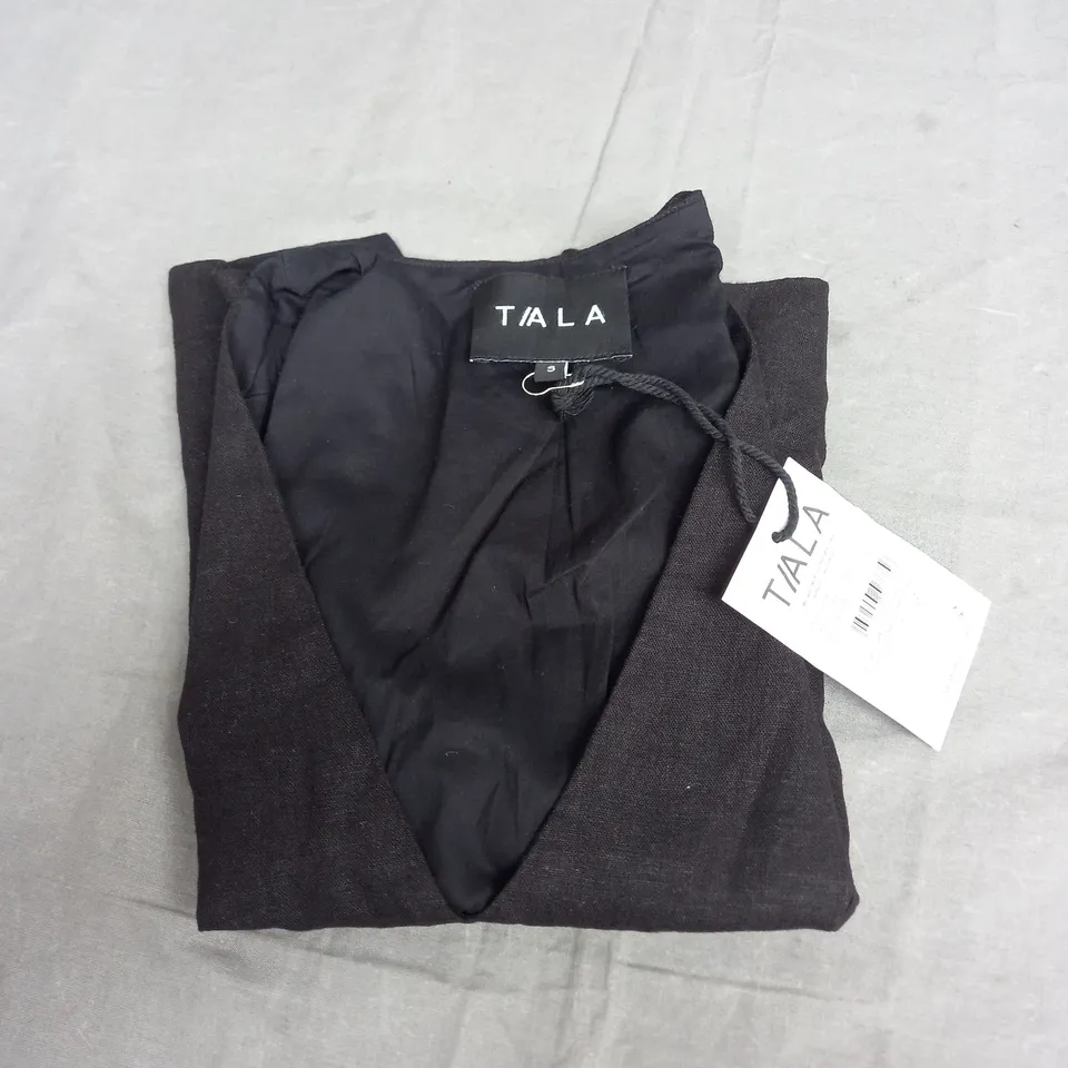 TIALA LINEN BLEND WAISTCOAT IN BLACK - SMALL