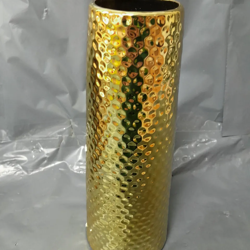 TALL HAMMERED GOLD VASE - COLLECTION ONLY