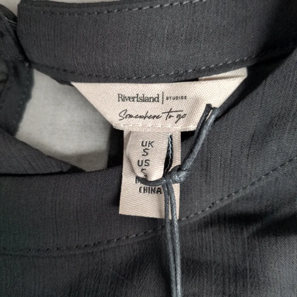 RIVER ISLAND BLACK SEQUINED FRONT TOP - WOMEN'S UK SIZE S