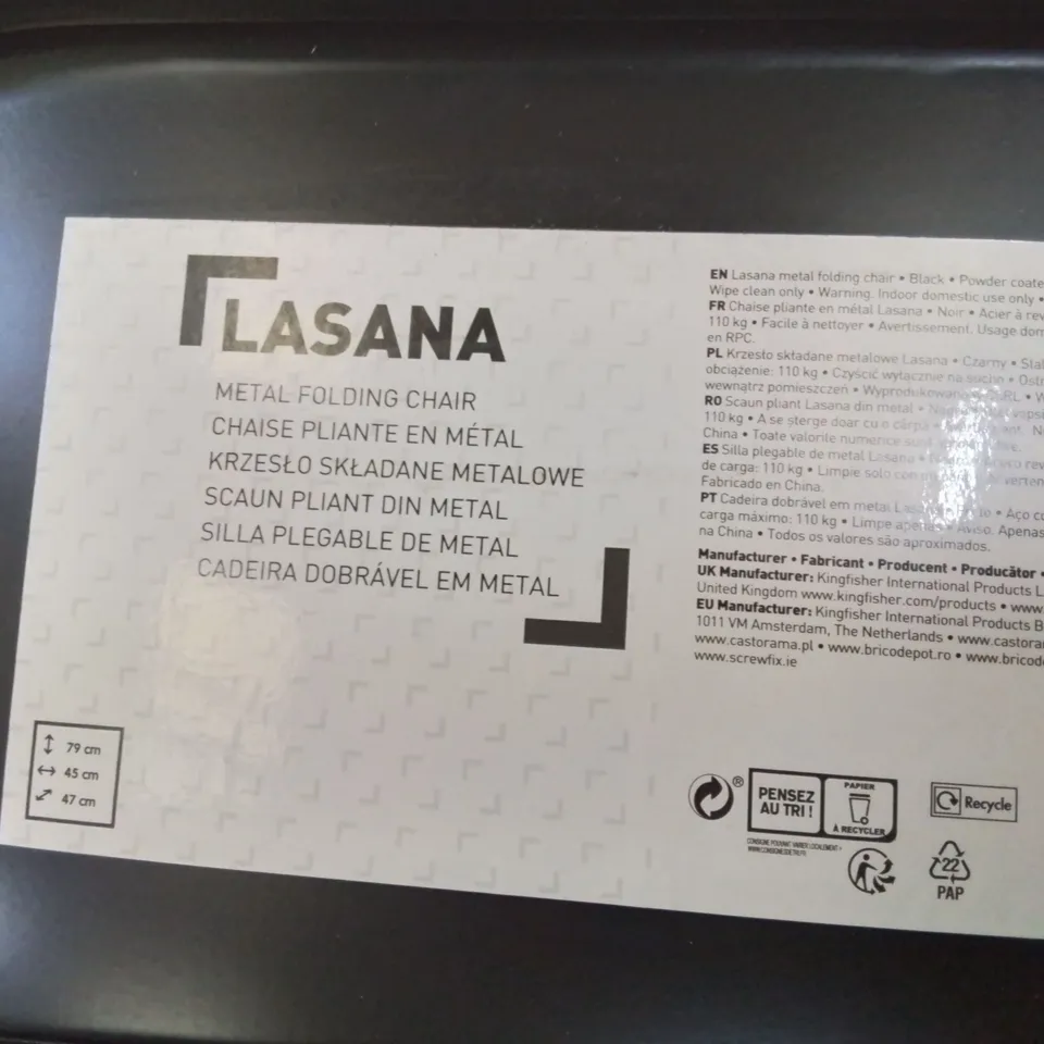 SET OF FOUR LASANA FOLDING METAL CHAIRS BLACK