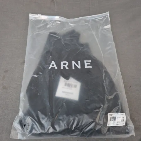 BAGGED ARNE MERCERISED PIQUE LONG SLEEVE BUTTON POLO SHIRT - SIZE M