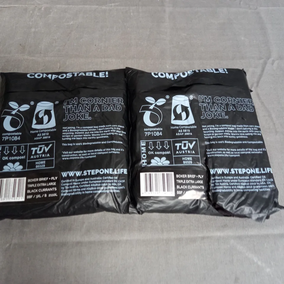 STEP ONE X2 BOXER BRIEF + FLY IN BLACK CURRENTS SIZE 3XL 