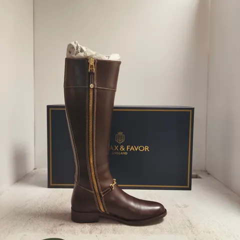 FAIRFAX & FAVOR WOMEN'S OCTAVIA MAHOGANY LEATHER KNEE-HIGH BOOTS UK 6
