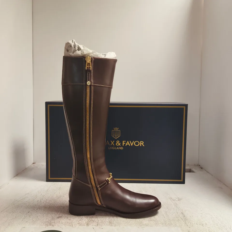 FAIRFAX & FAVOR WOMEN'S OCTAVIA MAHOGANY LEATHER KNEE-HIGH BOOTS UK 6