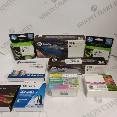 APPROXIMATELY 20 ASSORTED PRINTER INK CARTRIDGES TO INCLUDE HP 903XL, HP 981Y, JET TEC H305 ETC