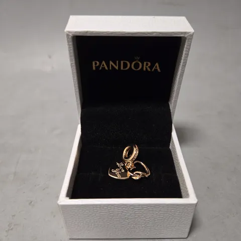 BOXED PANDORA ROSE GOLD DANGLE HEART CHARM 