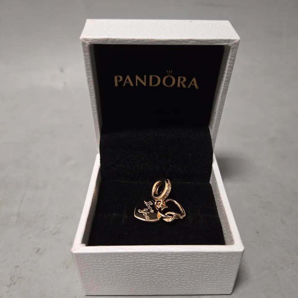 BOXED PANDORA ROSE GOLD DANGLE HEART CHARM 